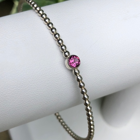 Dainty Garnet and Silver Bracelet - Picture 3 of 10